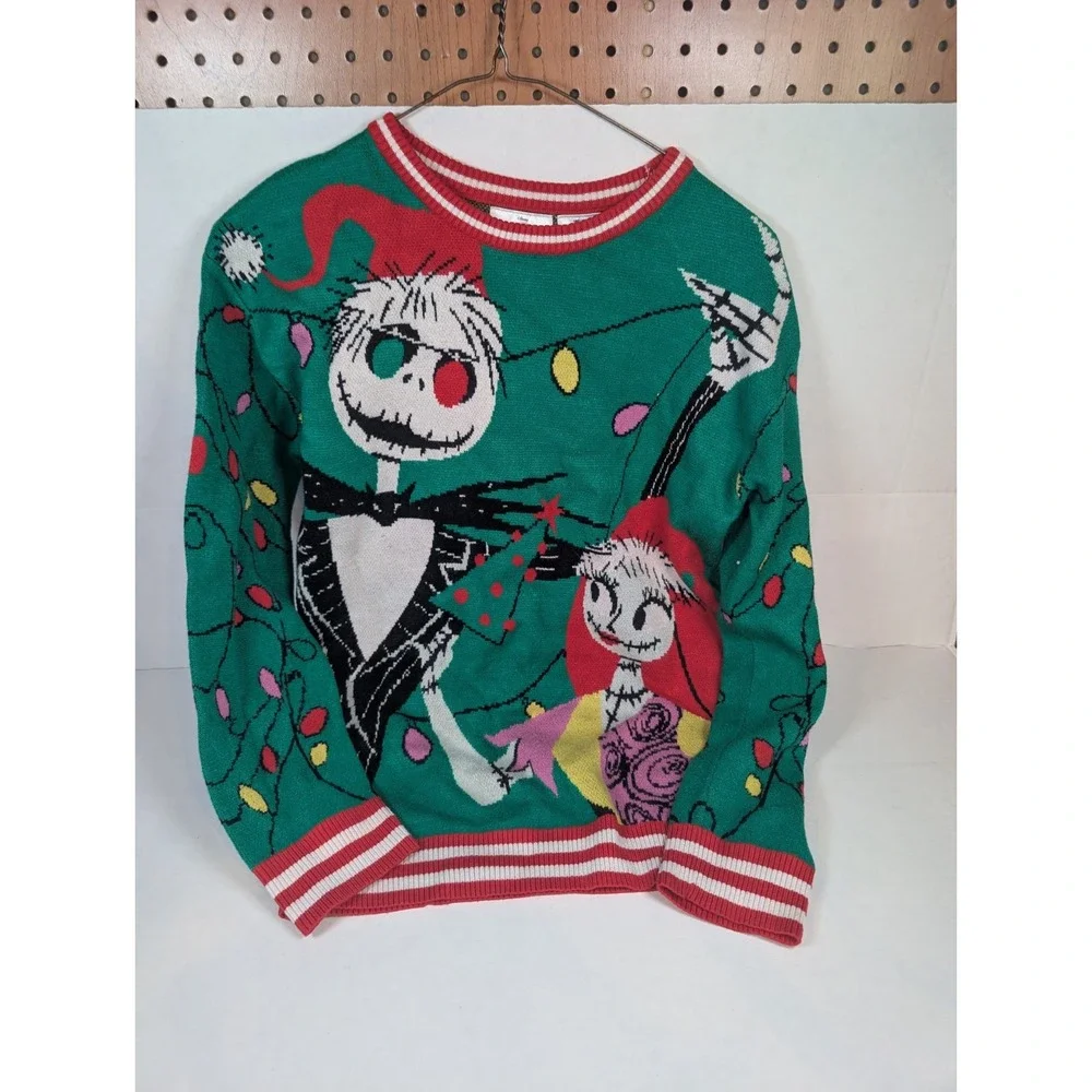 Disney Nightmare Before Christmas Sweater Youth L 14/16 Jack Sally Christmas
